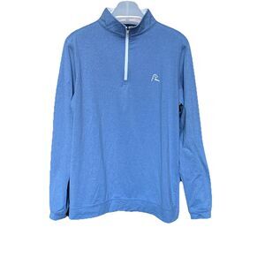 Rhoback Heather Performance Q-Zip Size M Blue Long Sleeve Logo